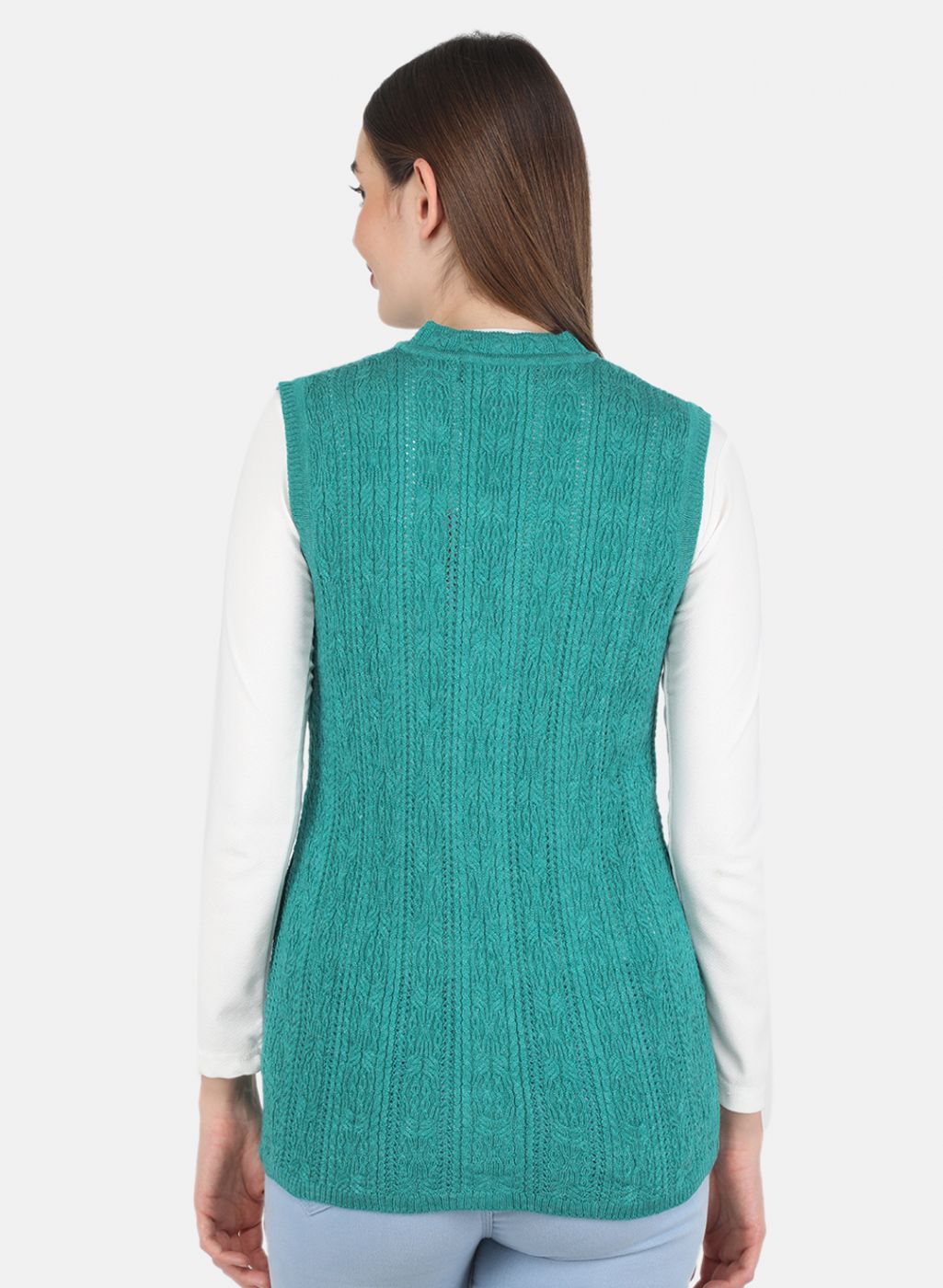 Women Green Self design Cardigan