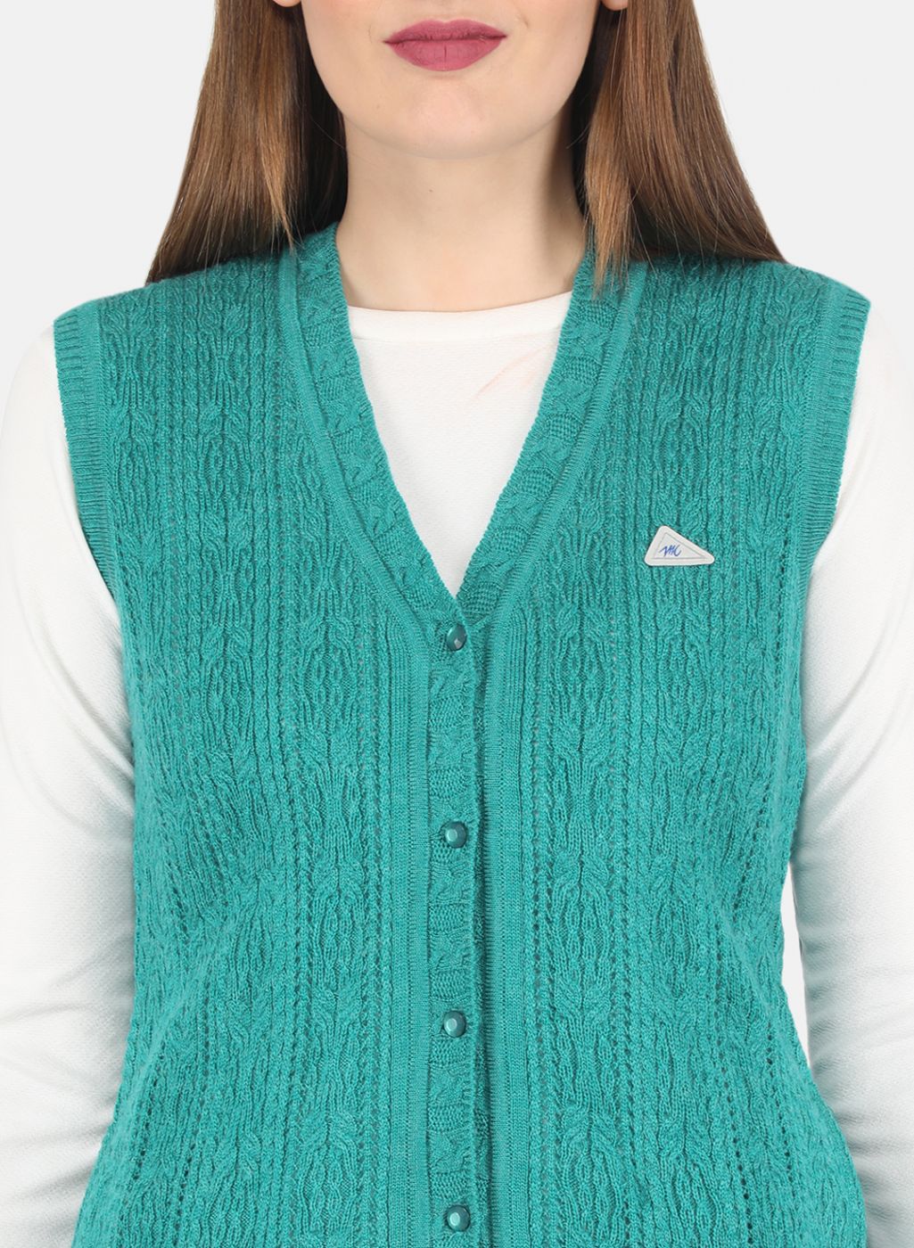 Women Green Self design Cardigan