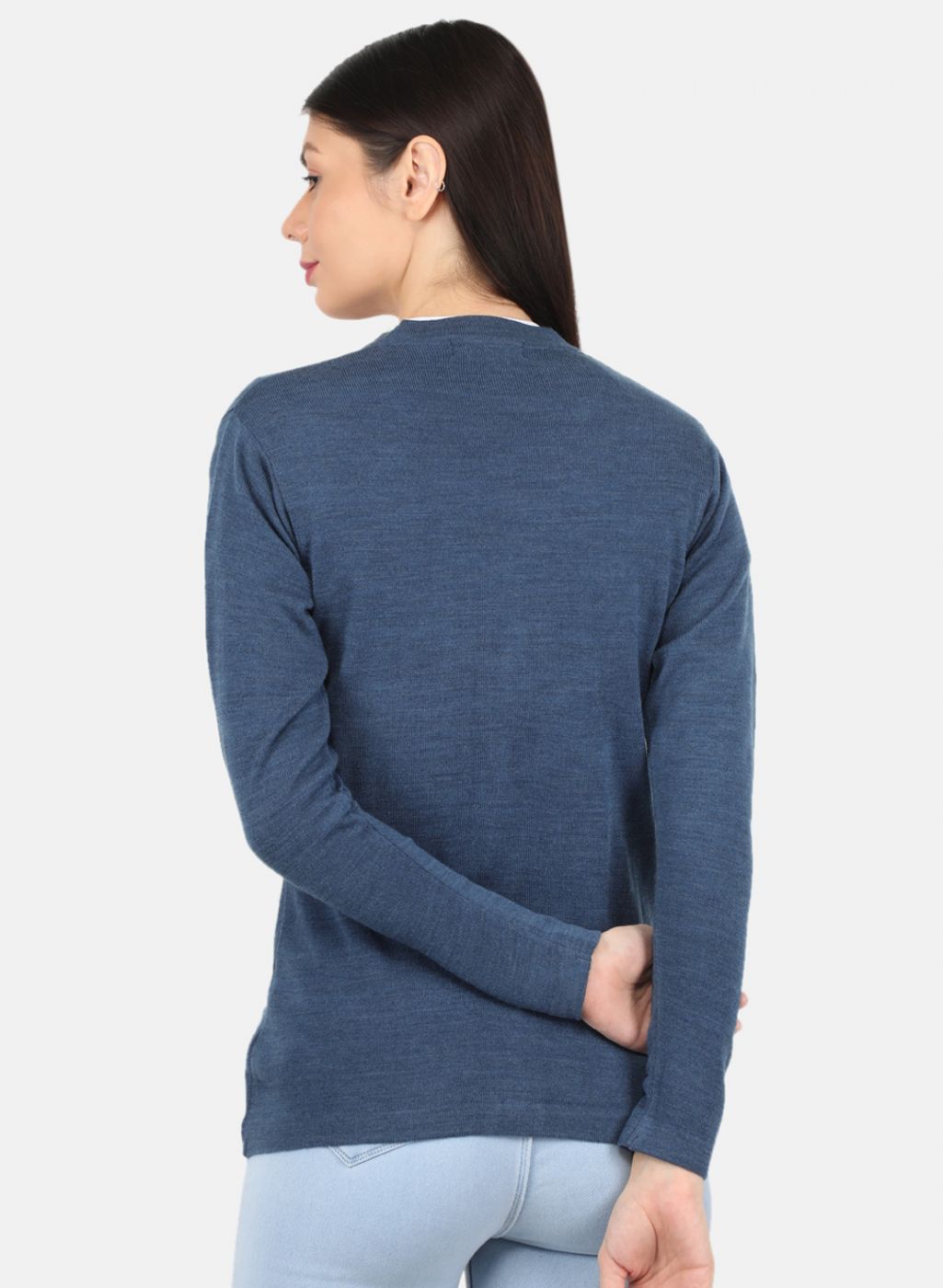 Women Blue Self Design Cardigan