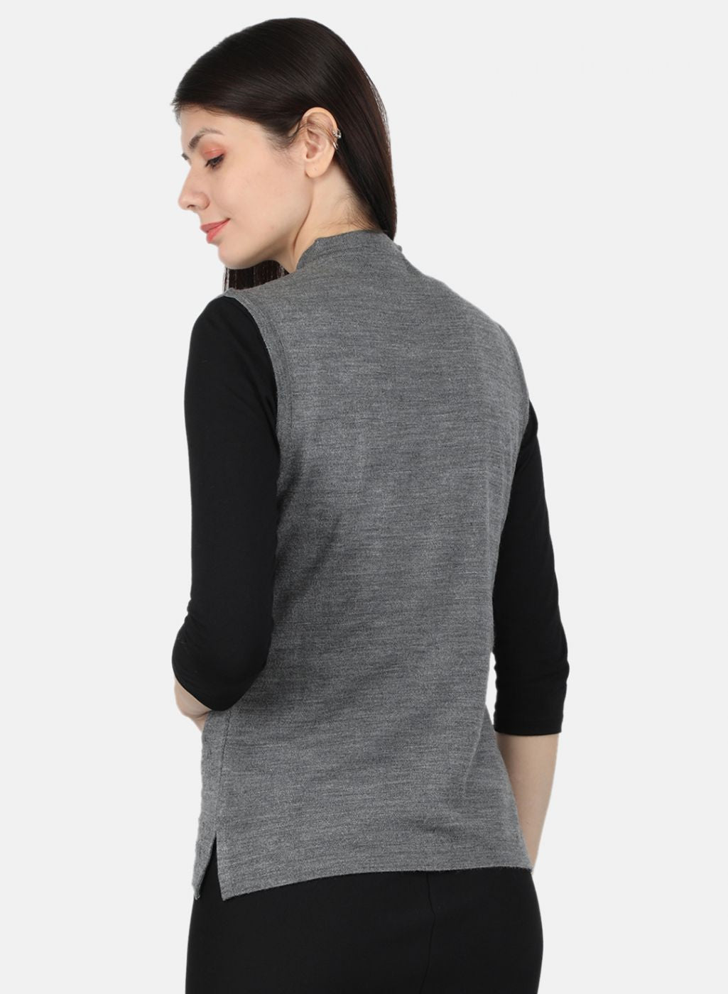 Women Grey Self Design Cardigan