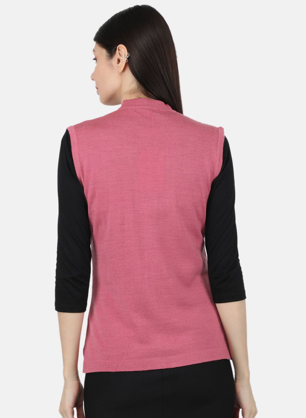 Women Pink Self Design Cardigan