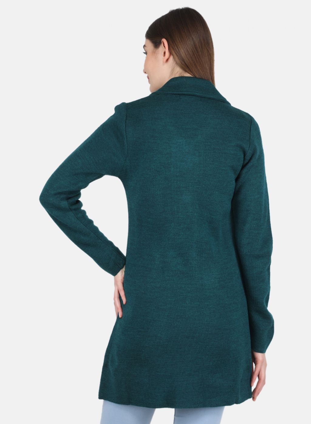 Women Green Self design Coat