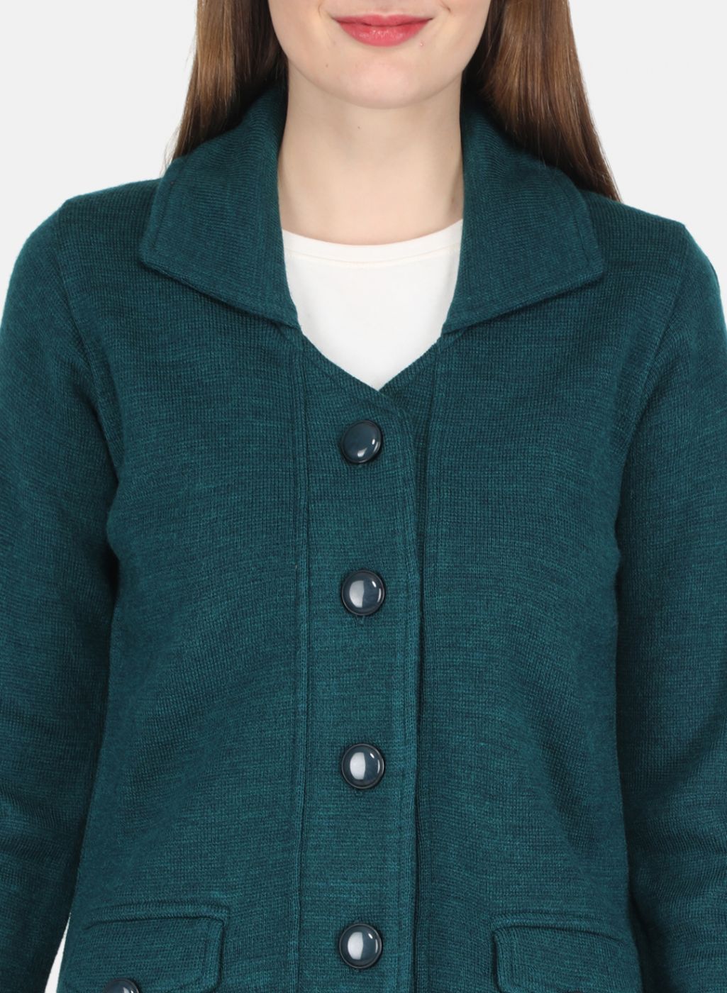 Women Green Self design Coat