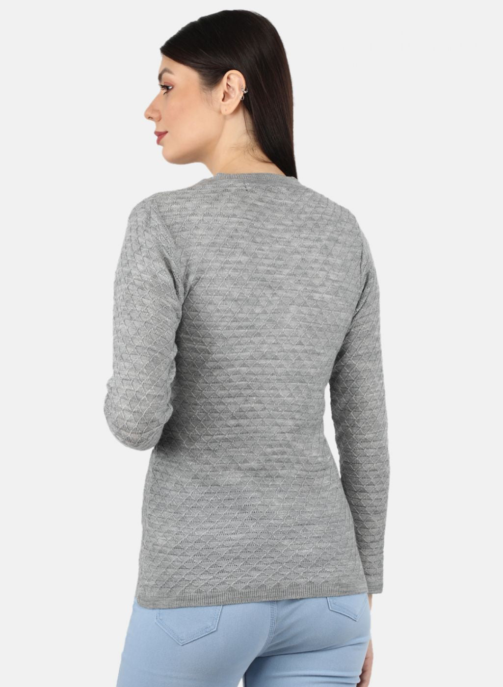 Women Grey Self Design Cardigan