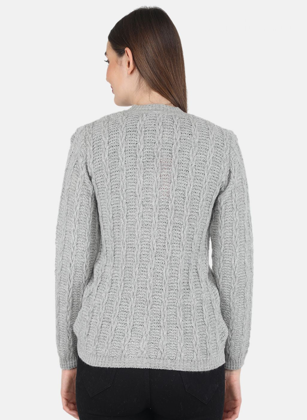 Women Grey Self design Cardigan