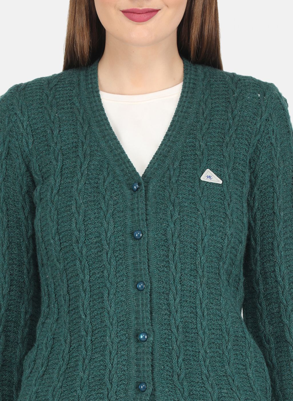 Women Green Self design Cardigan