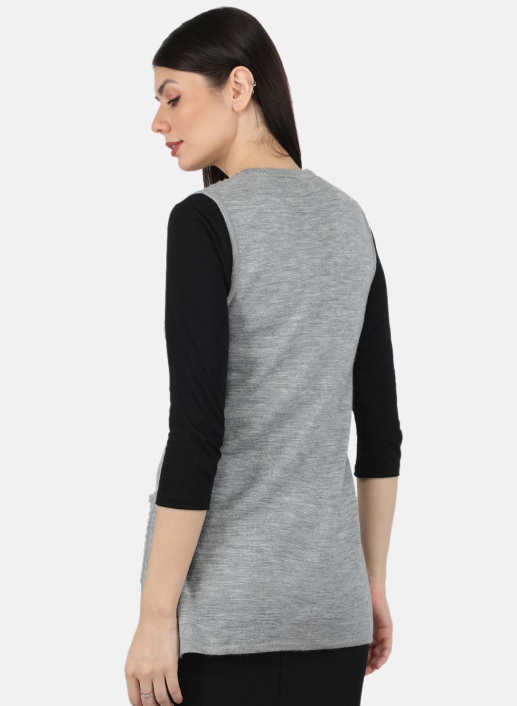 Women Grey Self Design Cardigan