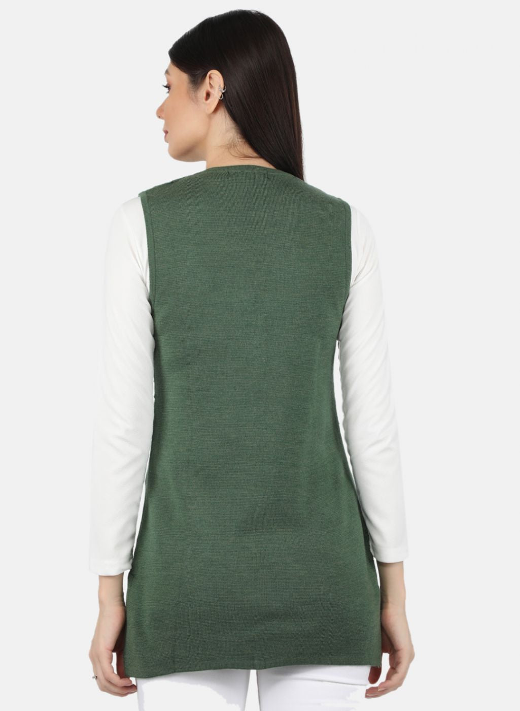 Women Green Self Design Cardigan