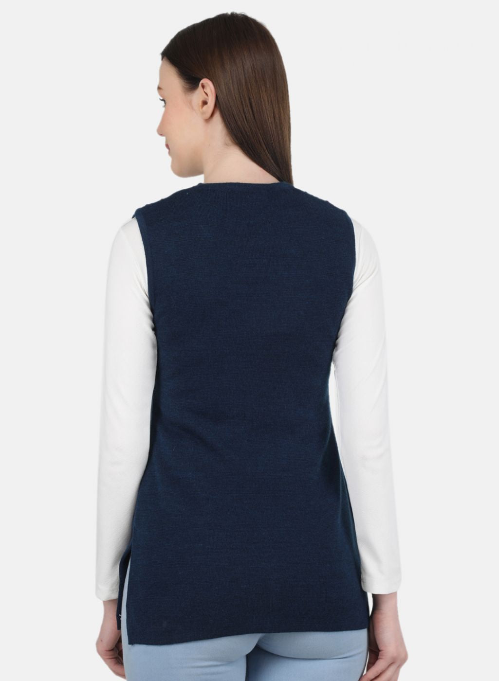 Women Blue Self Design Cardigan