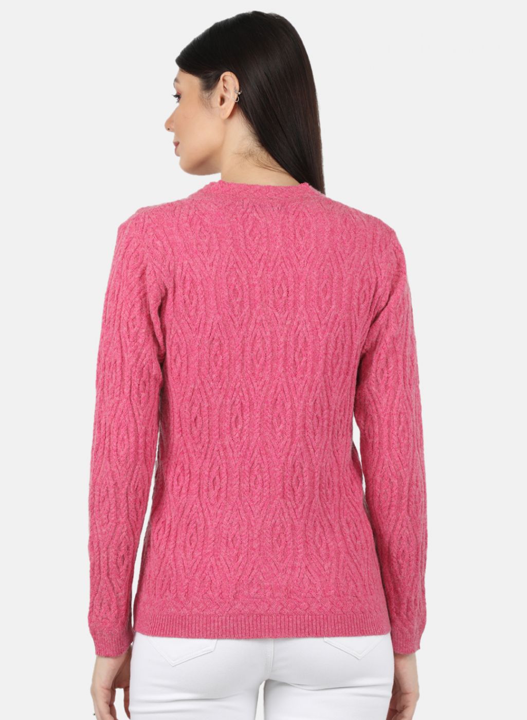 Women Pink Self Design Cardigan