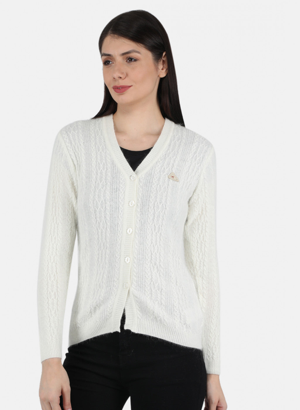 Women White Self Design Cardigan