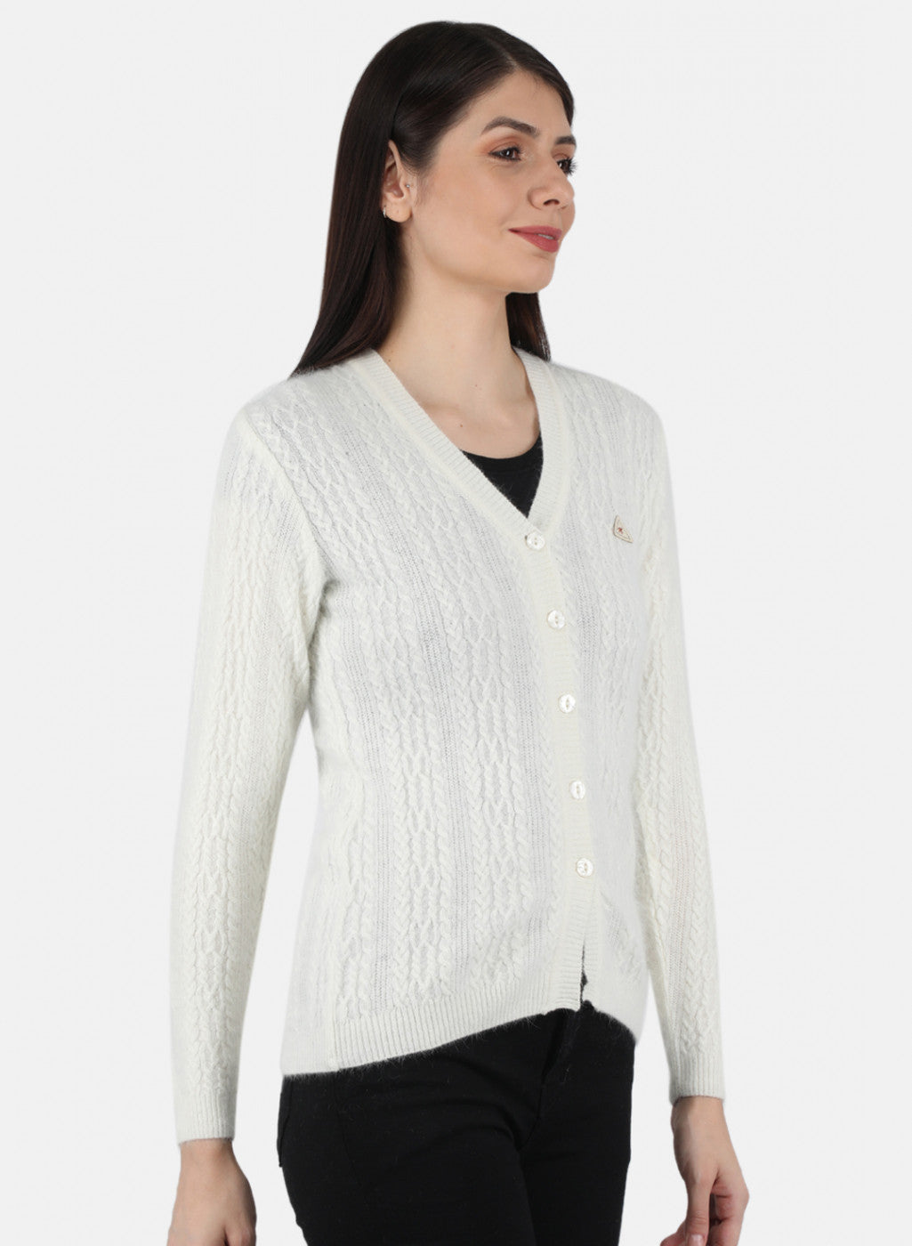 Women White Self Design Cardigan