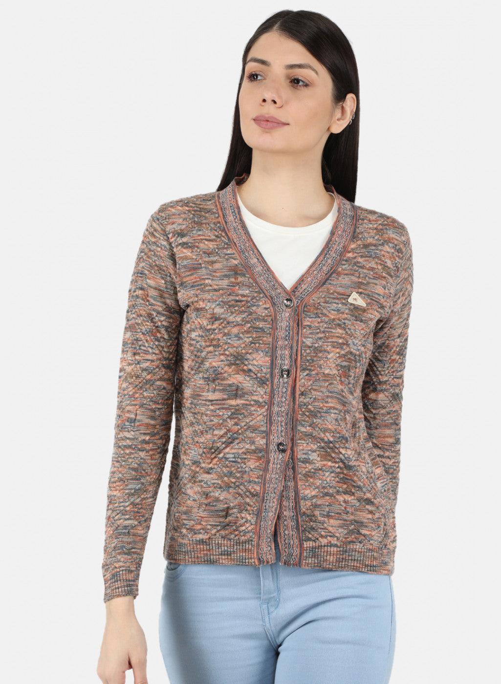 Women Multicolor Self Design Cardigan