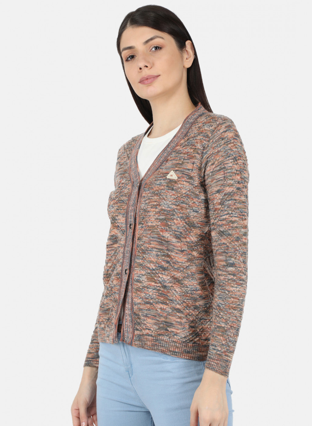 Women Multicolor Self Design Cardigan