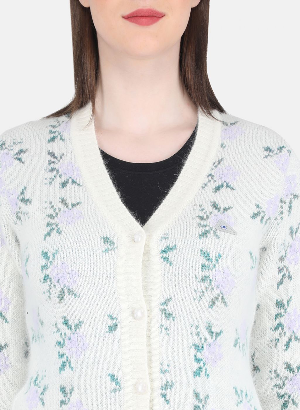 Women White Self Design Cardigan