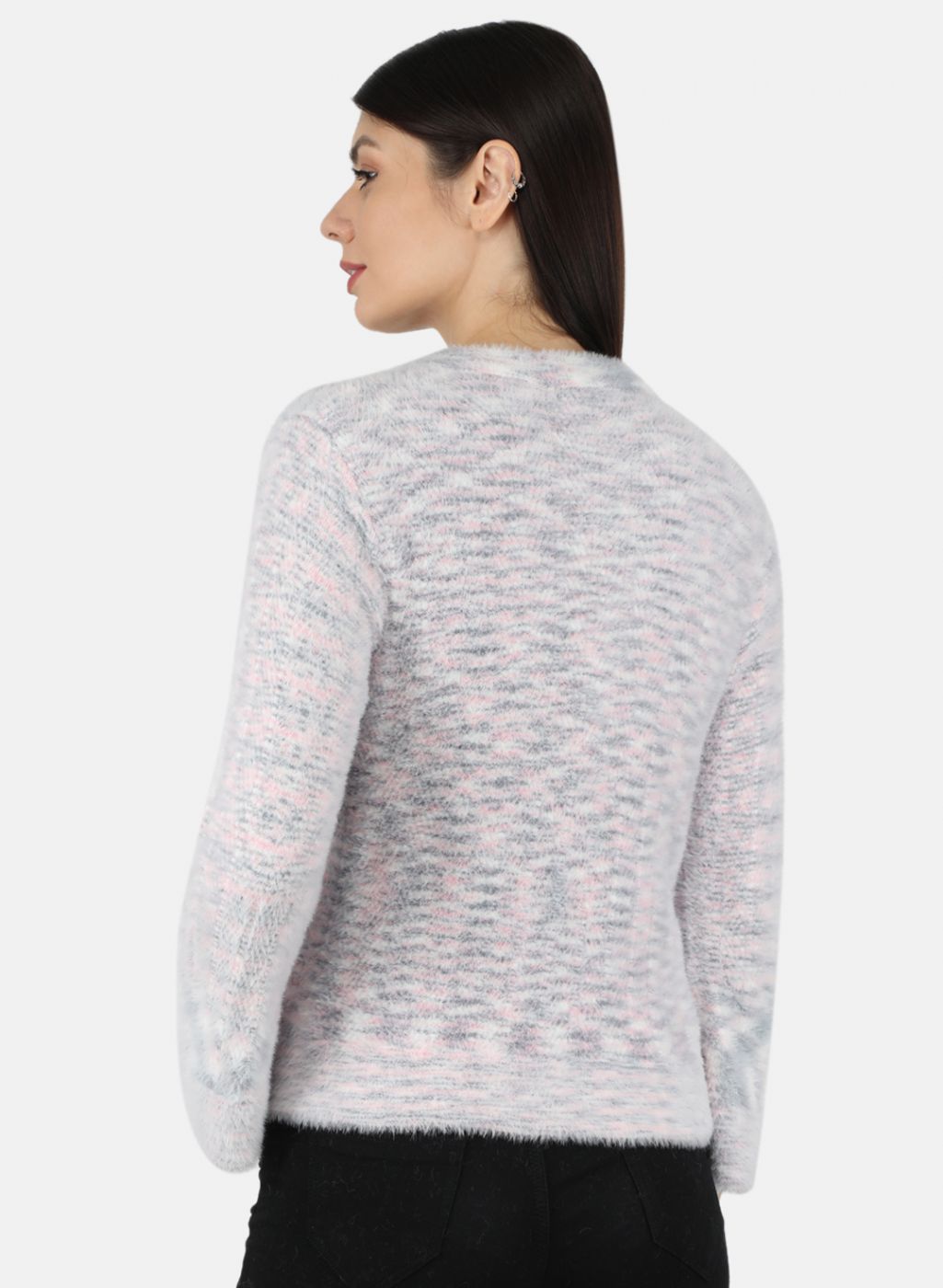 Women Pink Self Design Cardigan