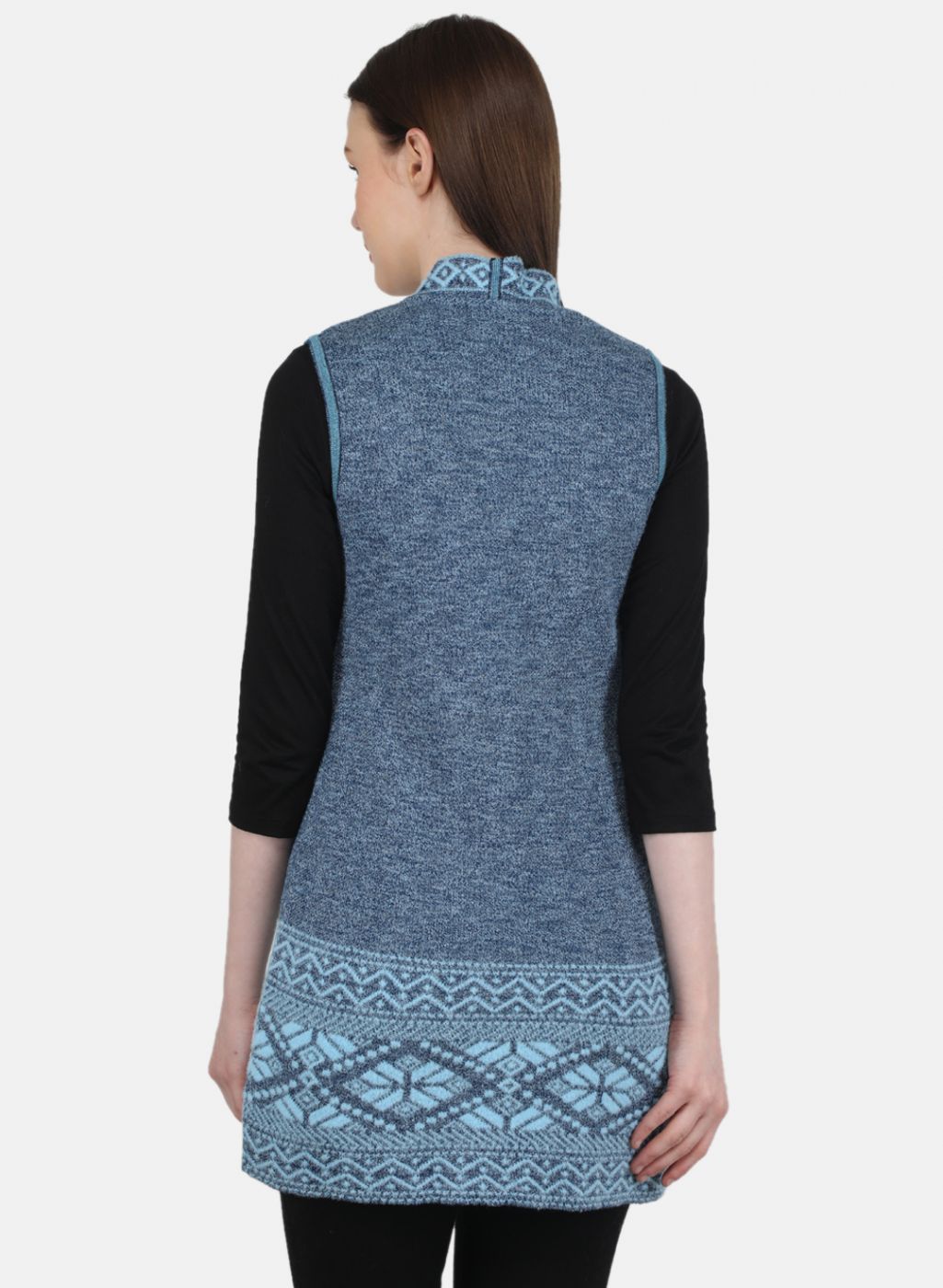 Women Blue Jaquard Cardigan