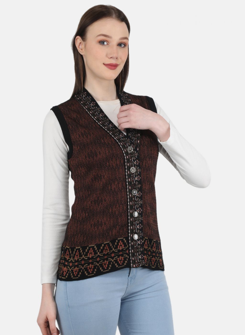 Women Black Self Design Cardigan