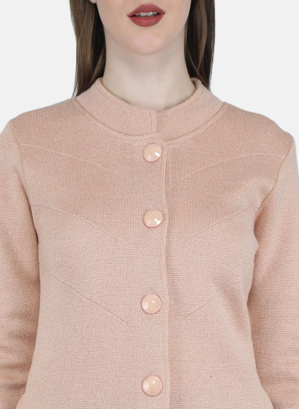 Women Pink Self Design Coat