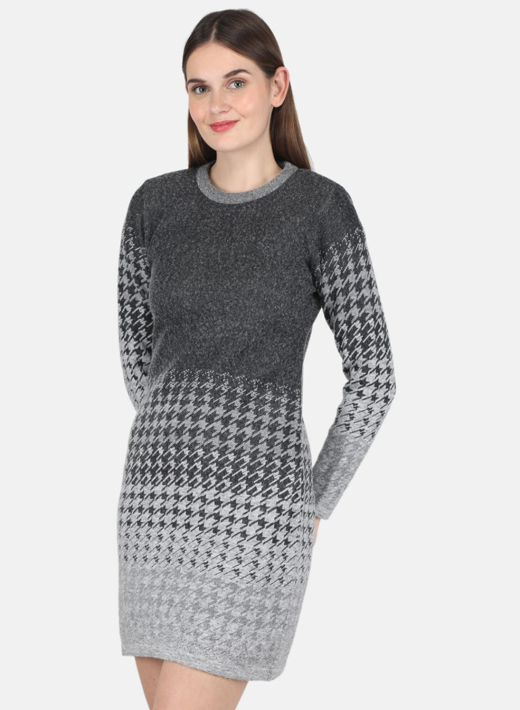 Women Grey Jaquard Dress