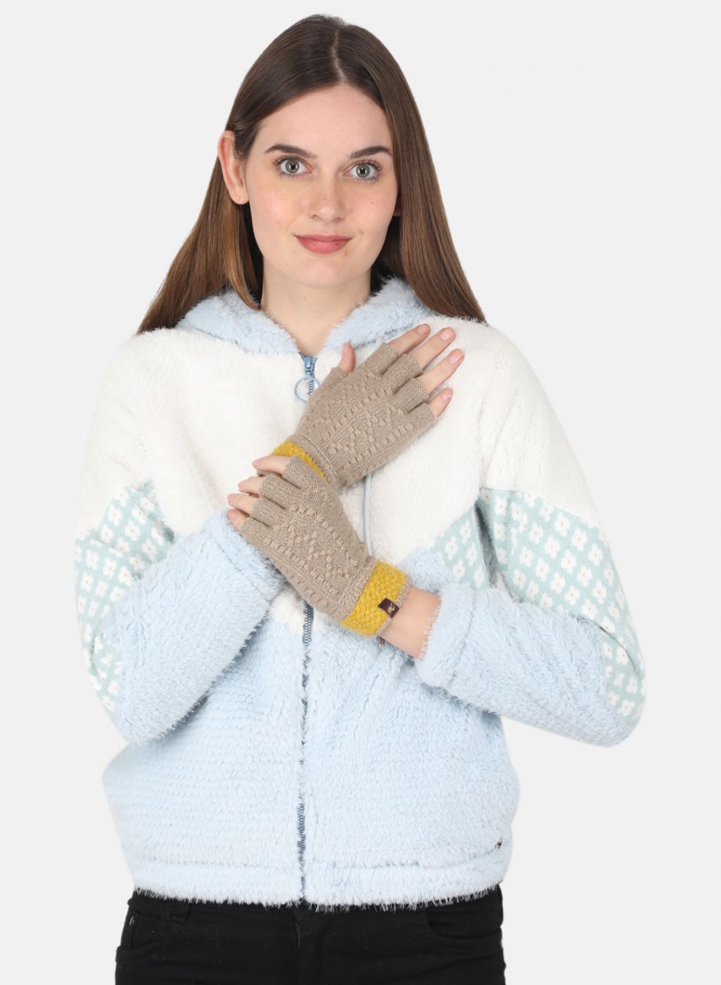 Women Beige Self Design Gloves