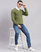 Men Green Solid V Neck Full Sleeve Sweaters/Pullovers