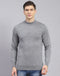 Men Grey Solid T Neck Full Sleeve Sweater