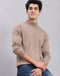 Men Brown Solid T Neck Full Sleeve Sweaters/Pullovers