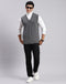 Men Grey Solid V Neck Sleeveless Sweaters/Pullovers