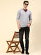 Men Grey Solid Lamb wool Pullover