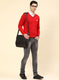 Men Red Solid Wool blend Pullover