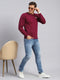 Men Maroon Solid Wool blend Pullover