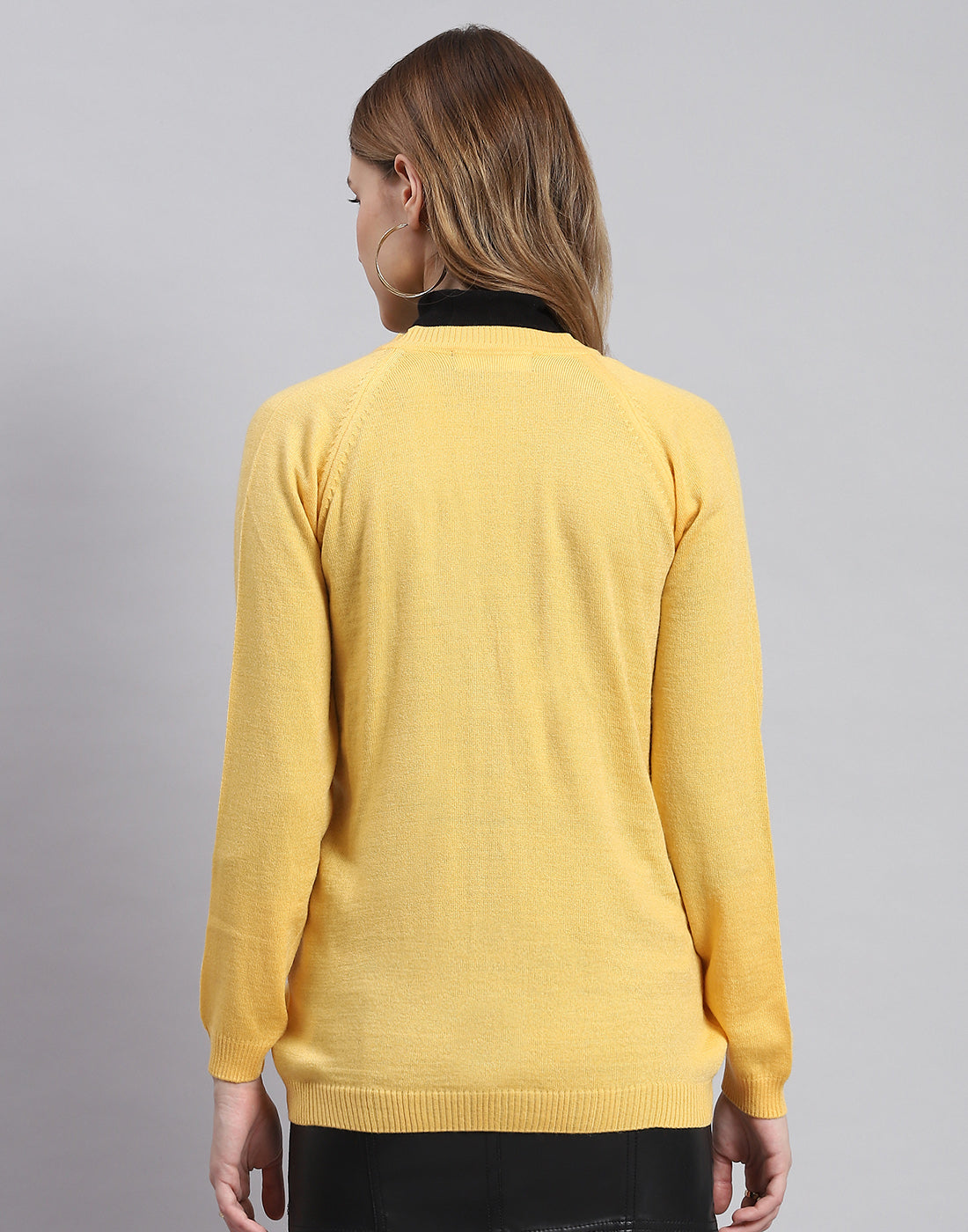 Women Yellow Solid V Neck Full Sleeve Cardigans