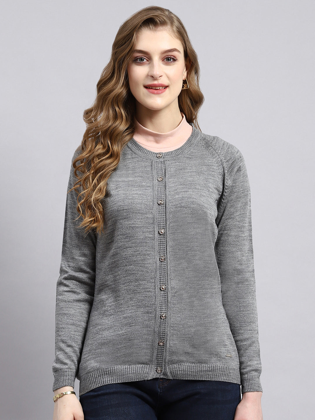 Women Grey Solid Cardigan