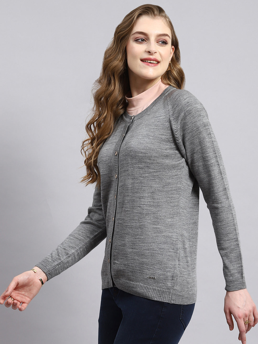 Women Grey Solid Cardigan