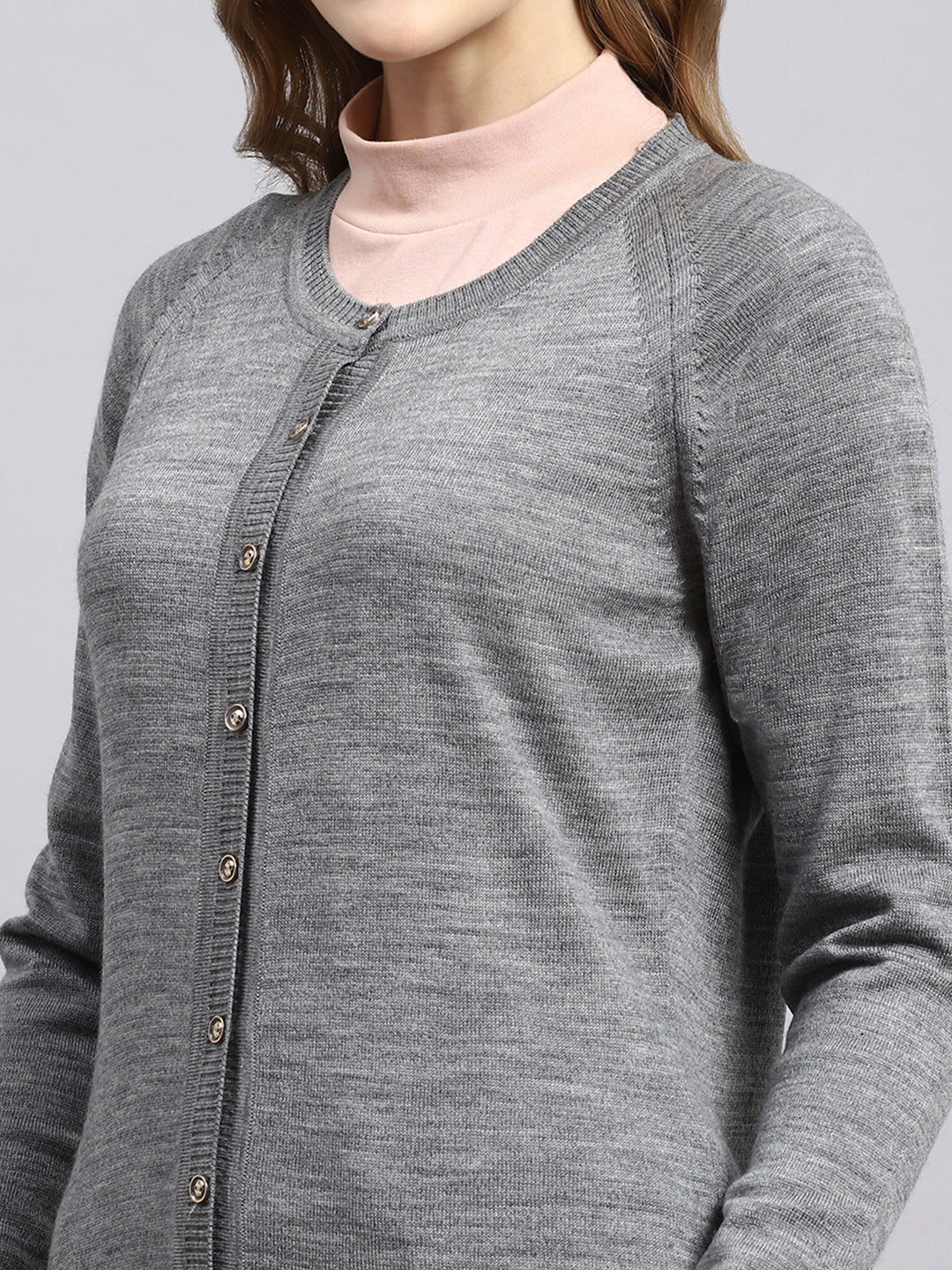 Women Grey Solid Cardigan