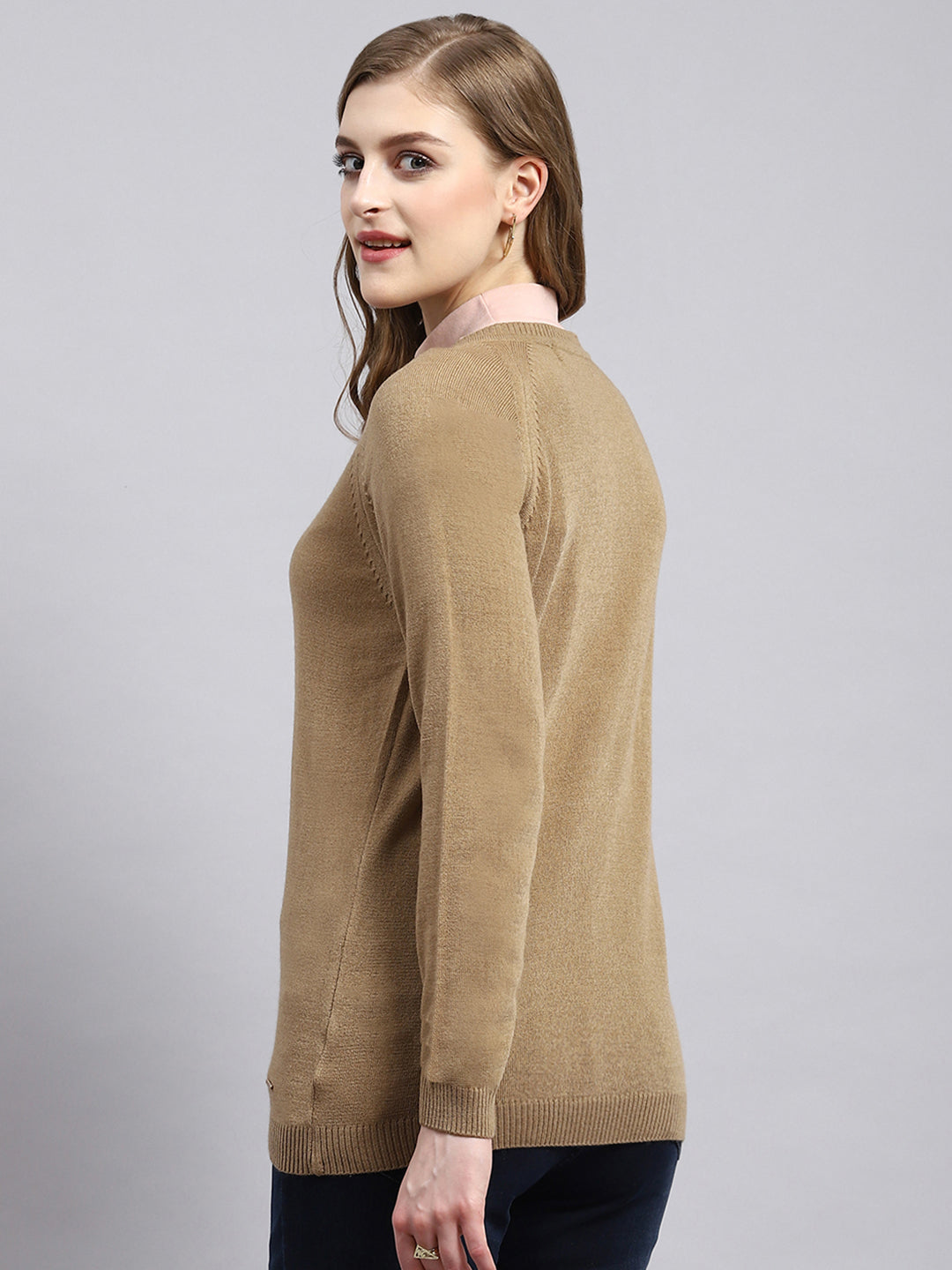 Women Beige Solid Cardigan