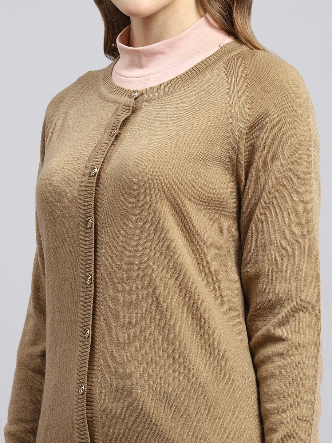 Women Beige Solid Cardigan