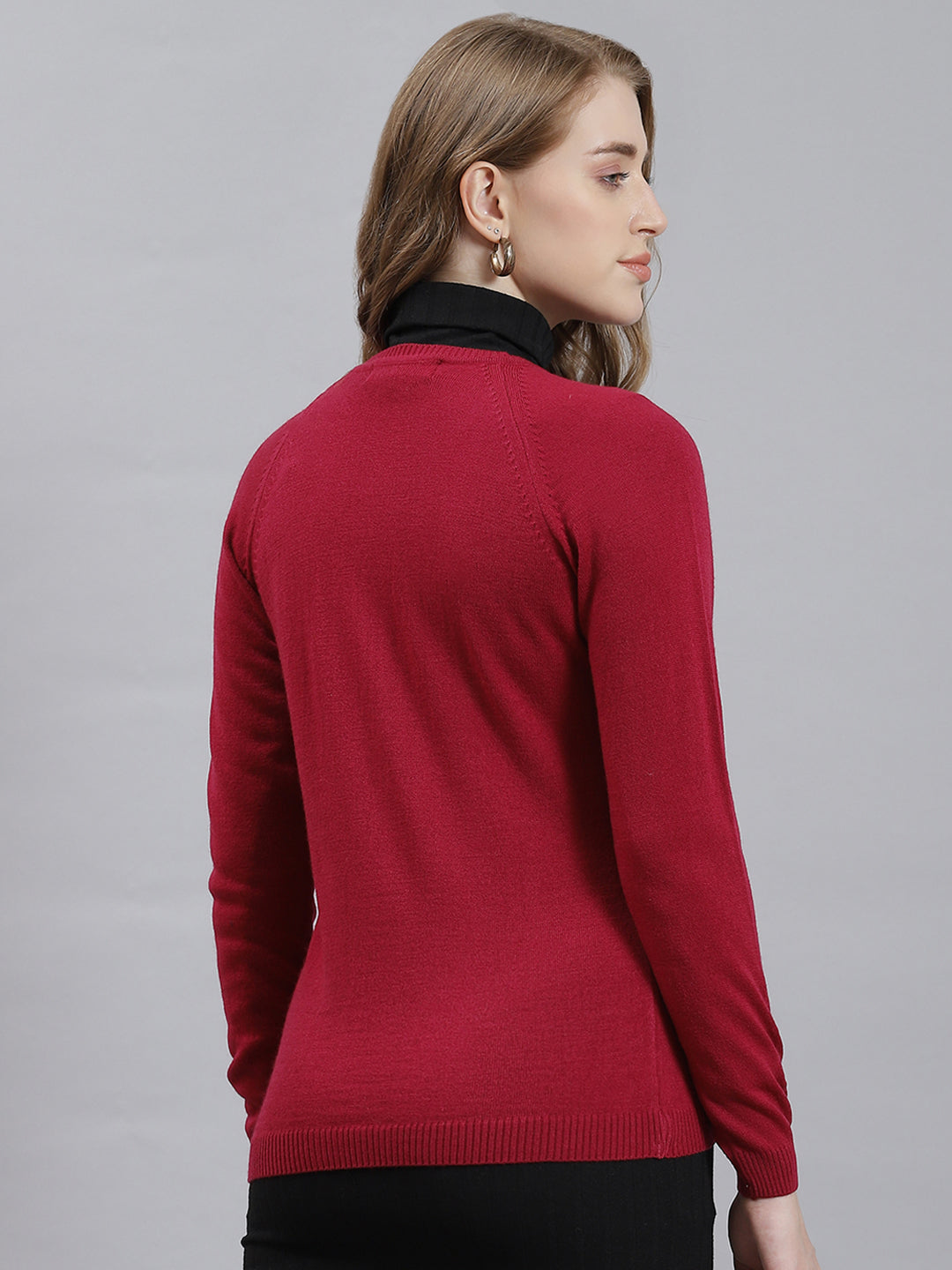 Women Maroon Solid Cardigan