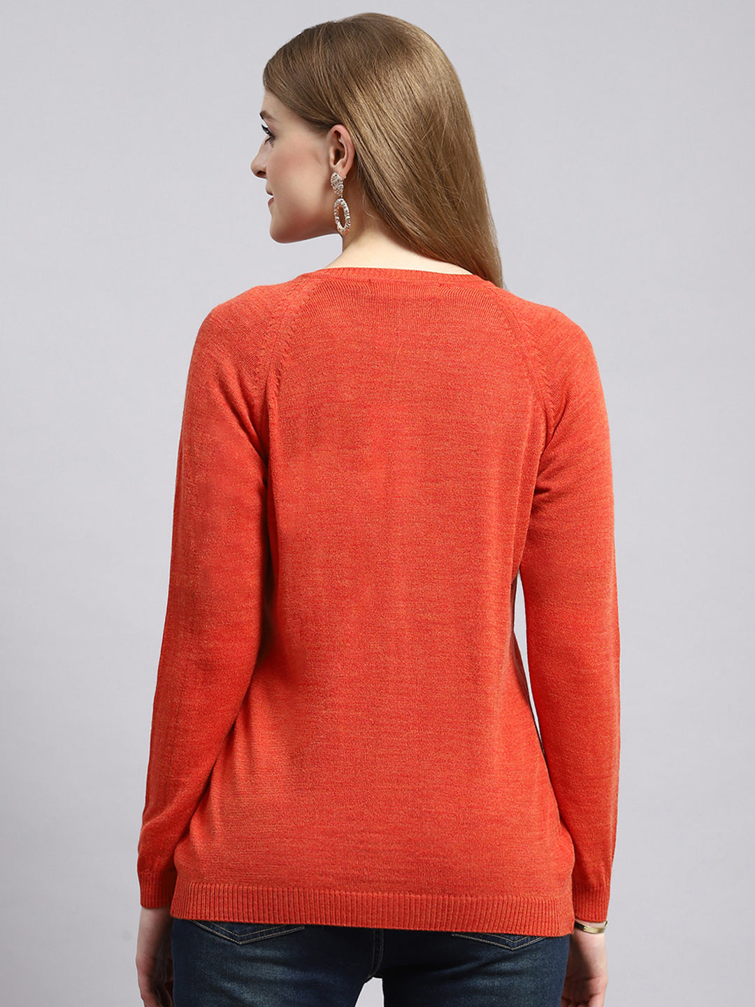 Women Orange Solid Cardigan