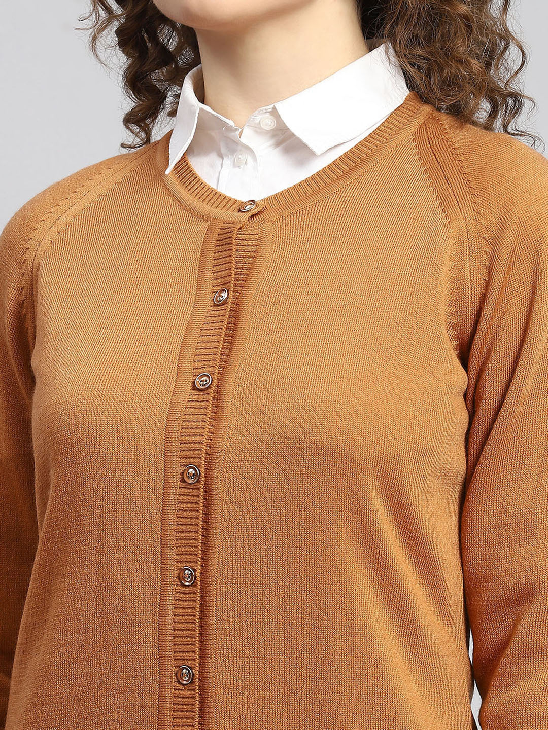 Women Mustard Solid Cardigan