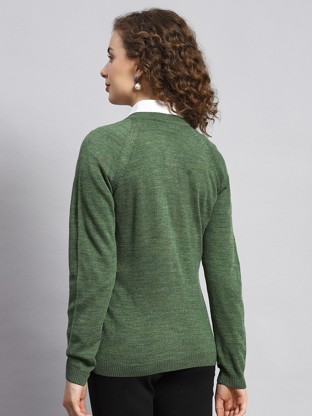 Women Green Solid Cardigan