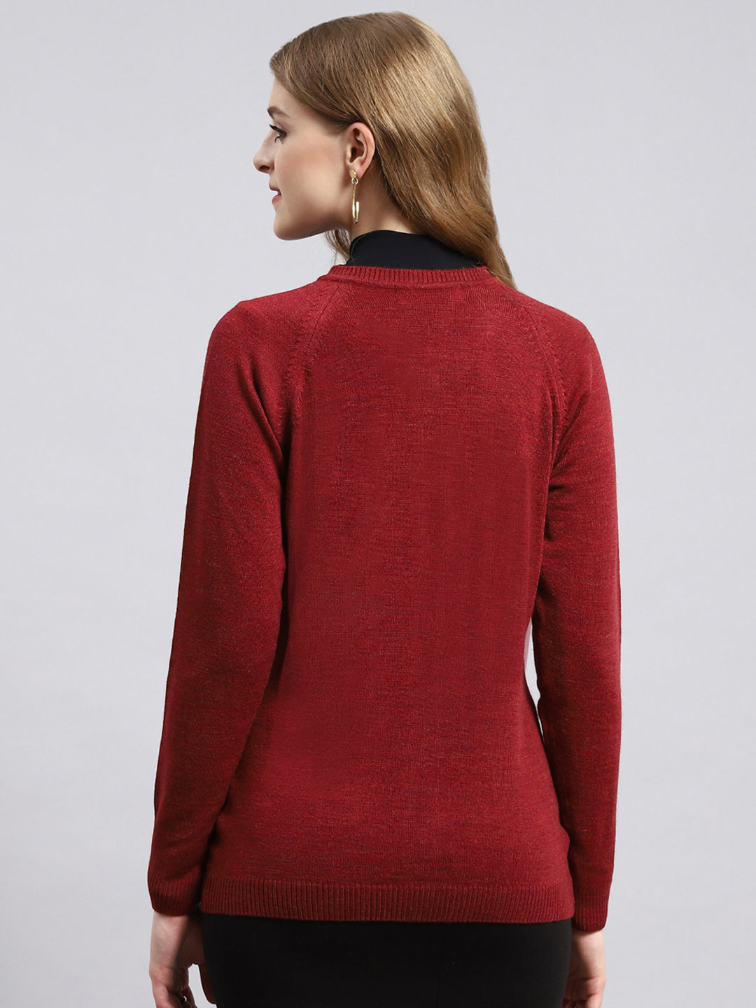 Women Maroon Solid Cardigan