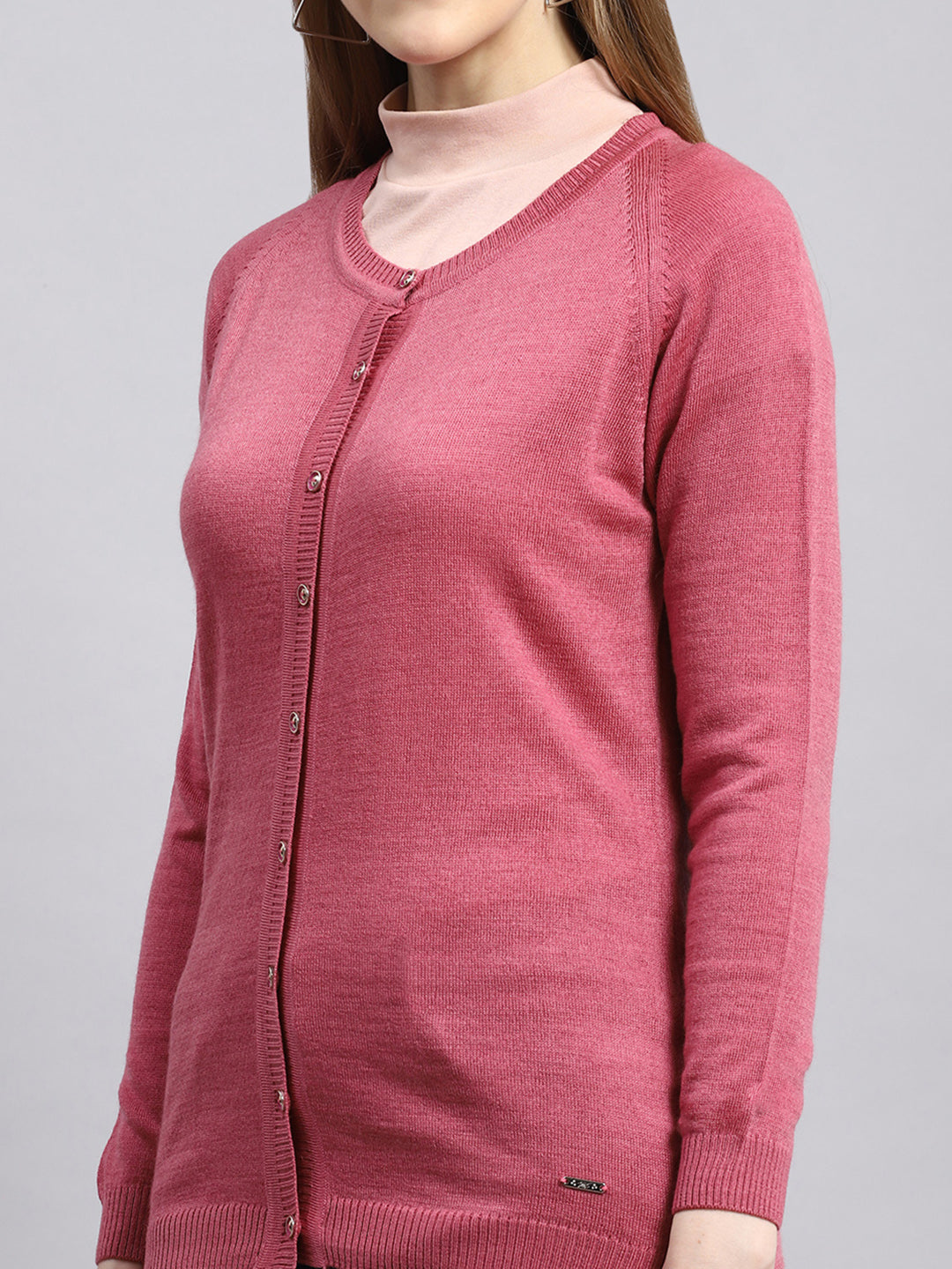 Women Pink Solid Cardigan