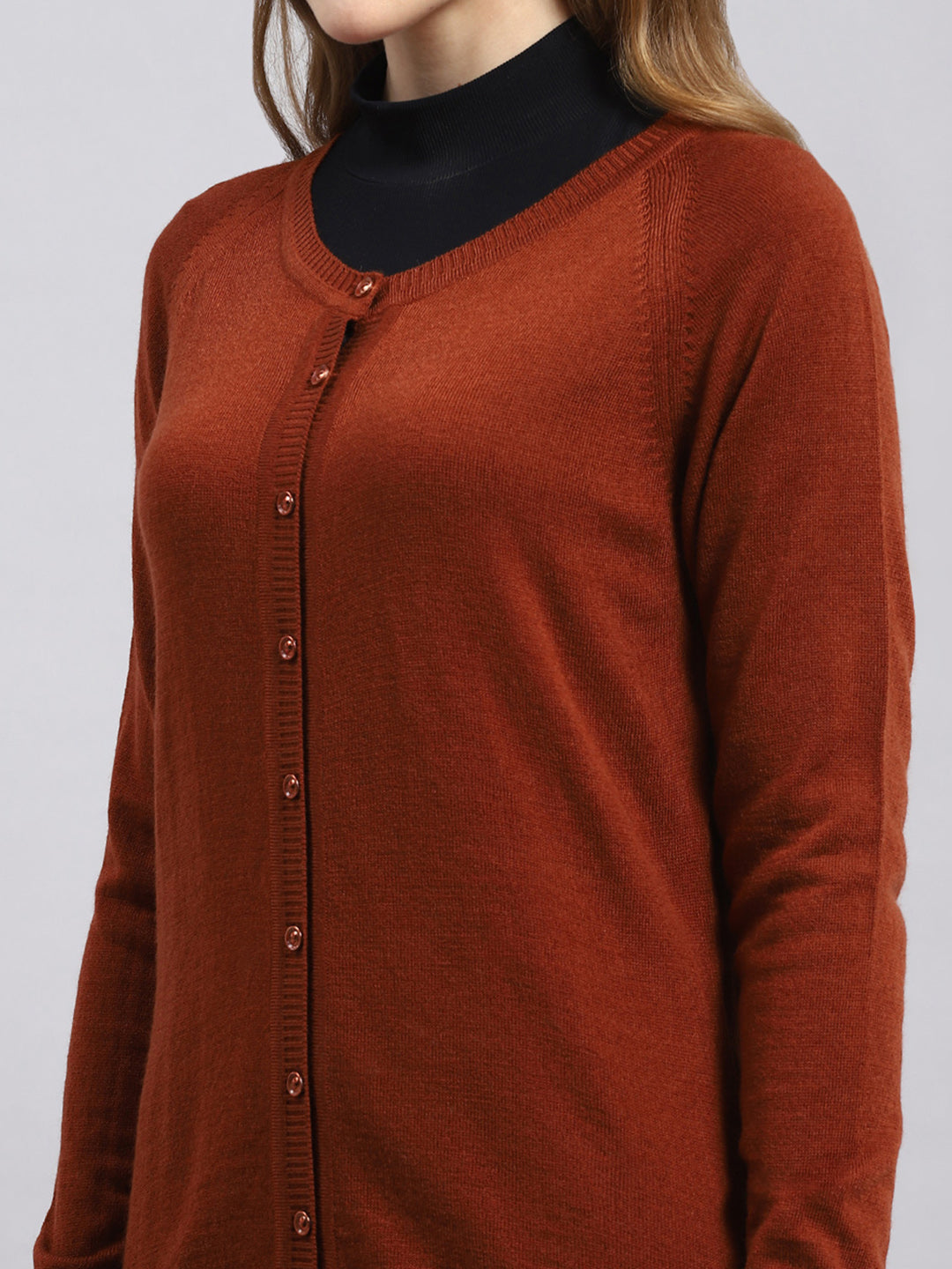 Women Brown Solid Cardigan