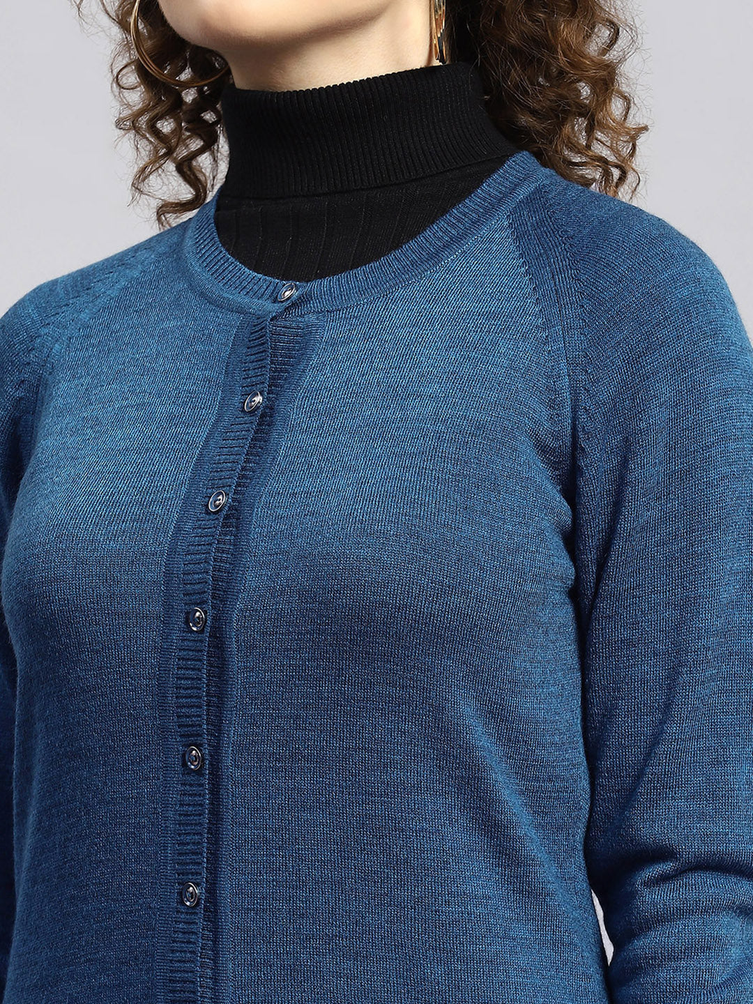 Women Navy Blue Solid Cardigan