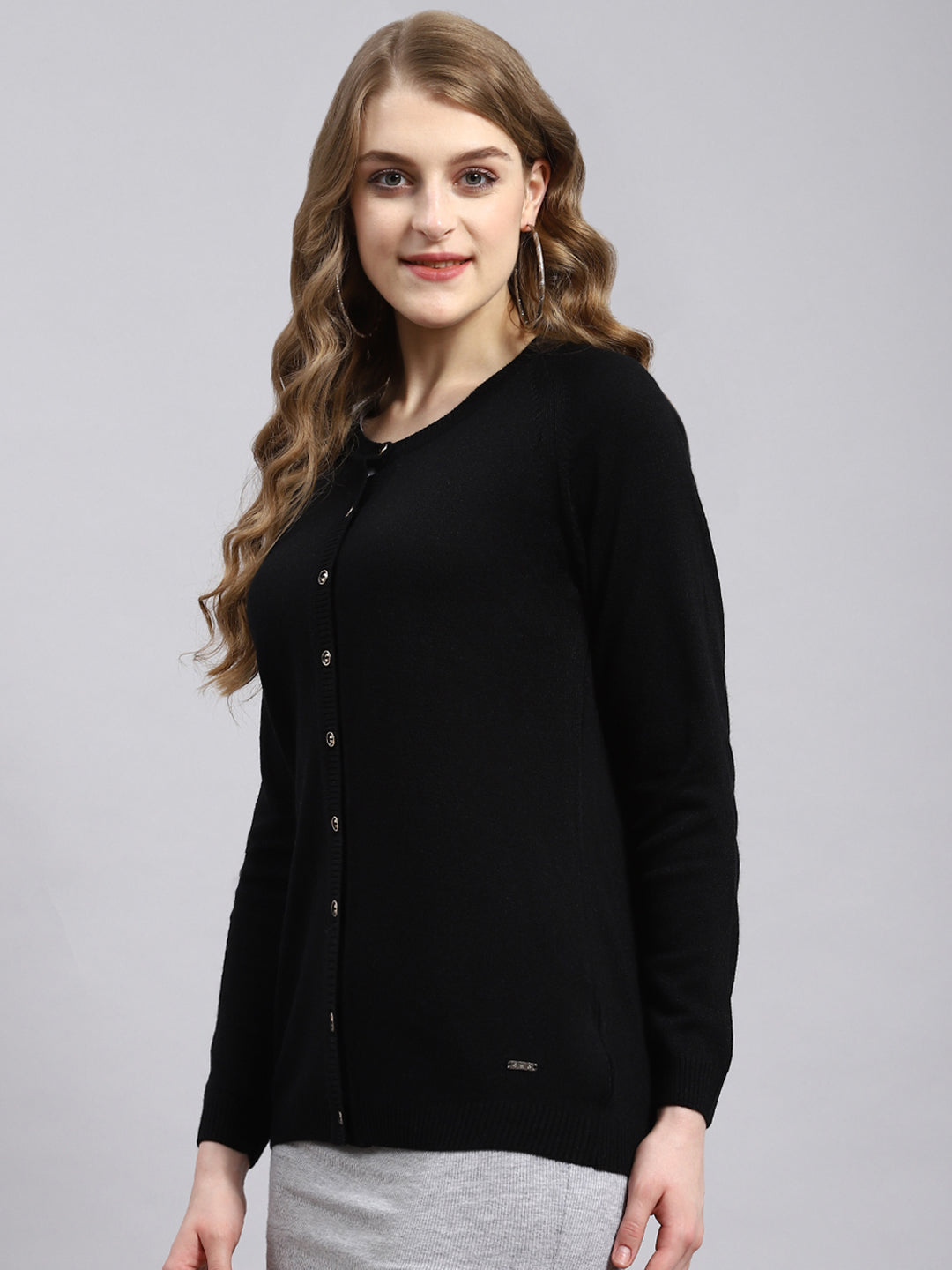 Women Black Solid Cardigan