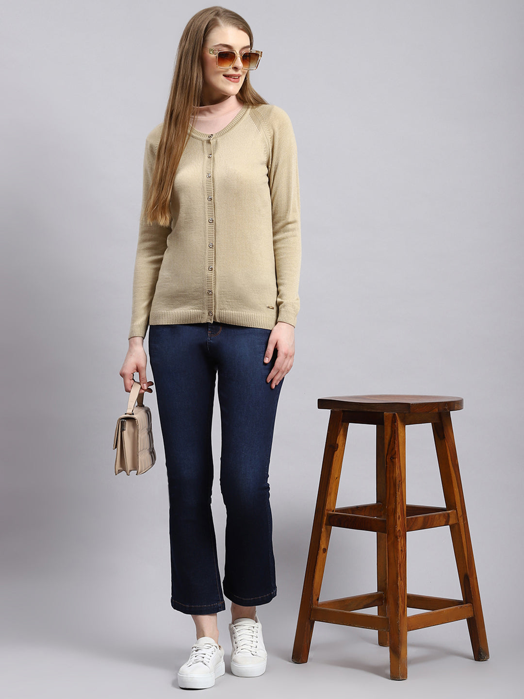 Women Brown Solid Cardigan