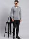 Men Grey Solid Pure wool Pullover