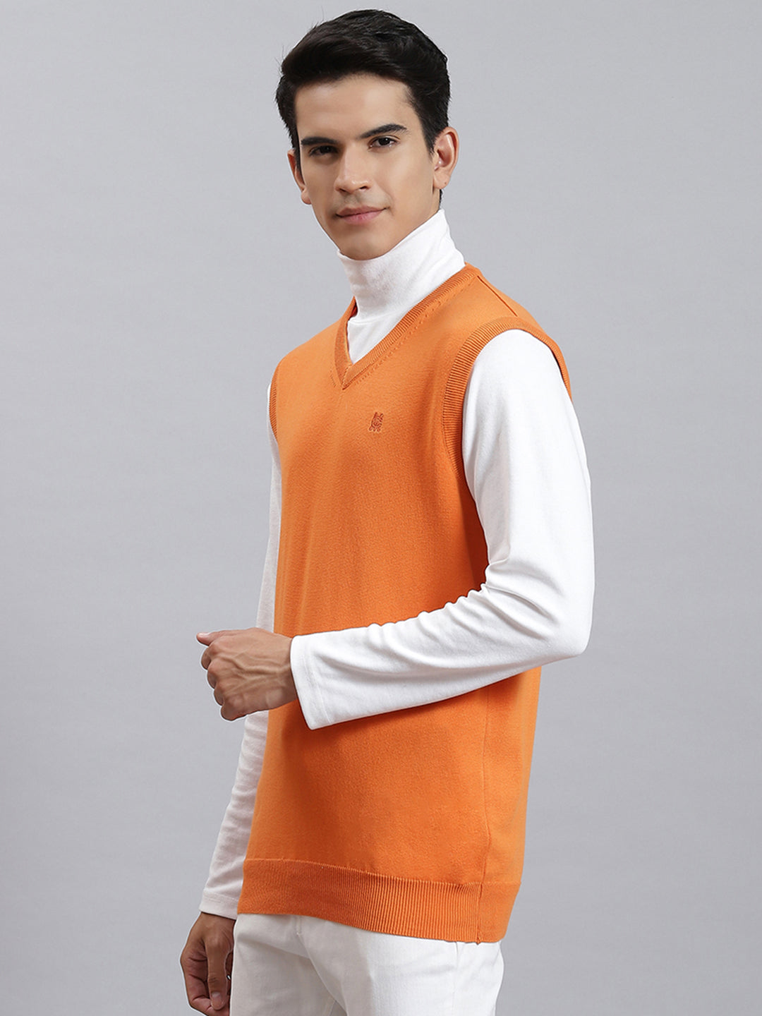 Mens orange v outlet neck sweater